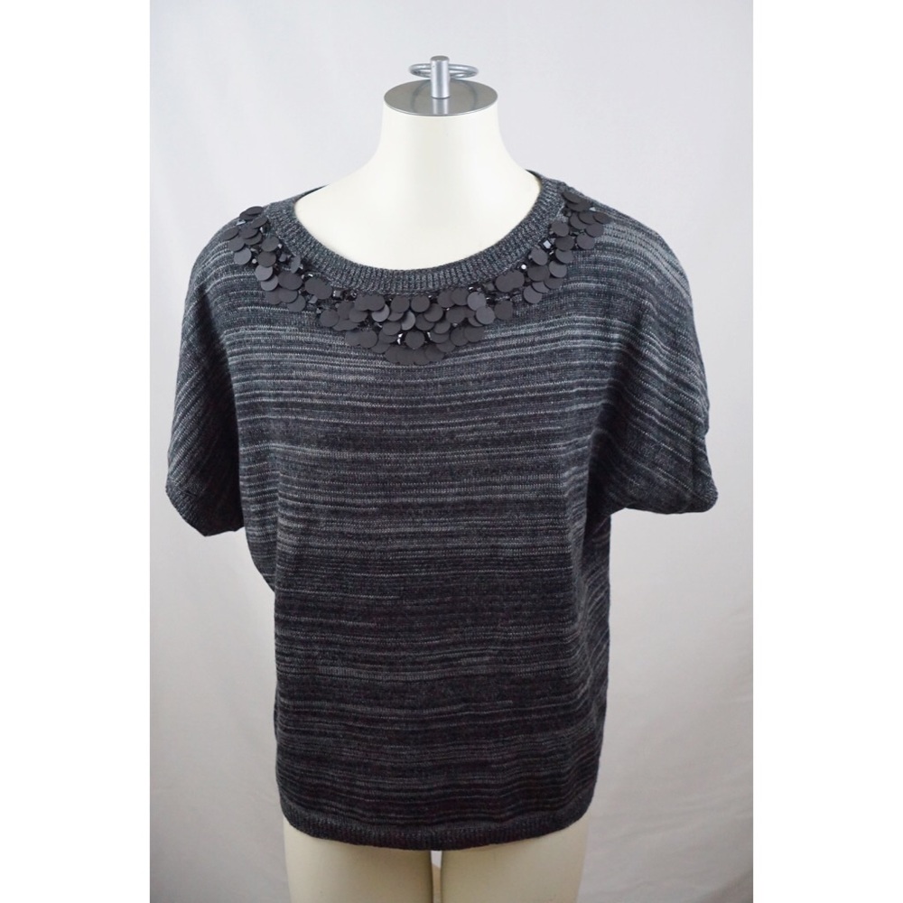 Ann Taylor LOFT Striped Beads Wool Blend Sweater